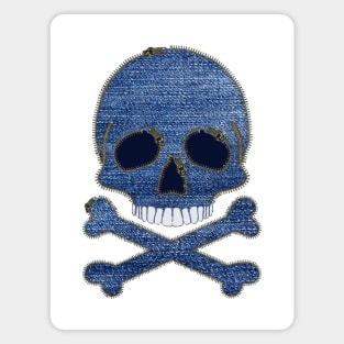 Denim Zipper Skull and Crossbones Magnet